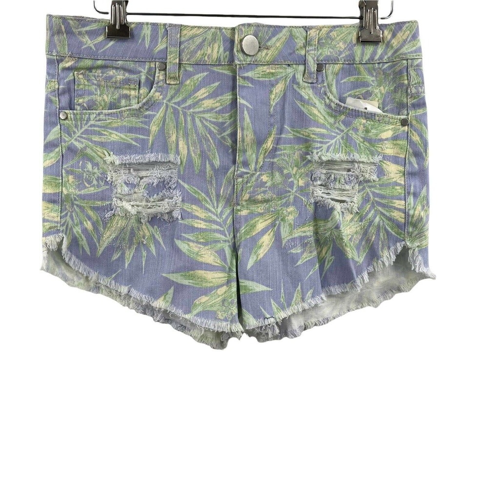 Love Fire Palm Print Distressed Cutoff‎ Shorts Size 3 New